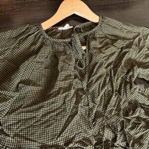 Olive Green Balloon Silhouette Dress